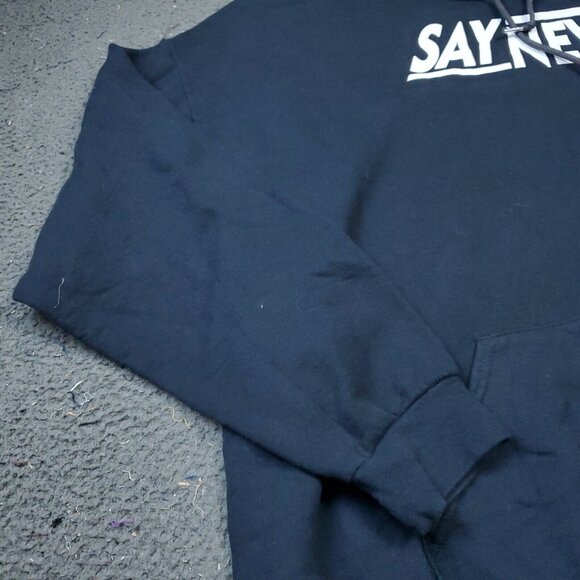 Fruit Of The Loom Say Never Hoodie Sweater Mens 2XL XXL Pullover Black - Picture 7 of 11